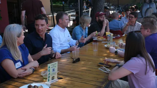 Conversation at an outdoor table